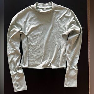 Old Navy CozeCore Active Cropped Rib-Paneled Long Sleeve Top in Sage—XXL Tall